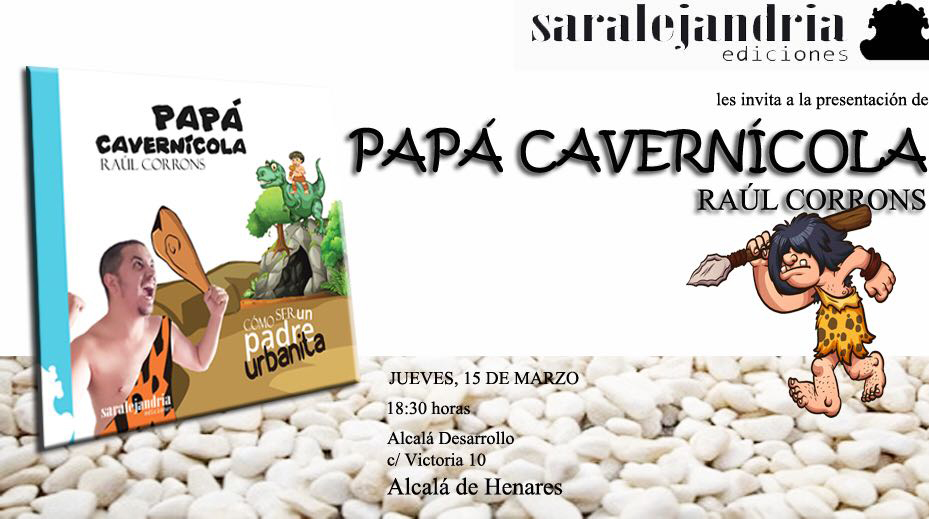 Flyer presentación libro de Papá Cavernícola